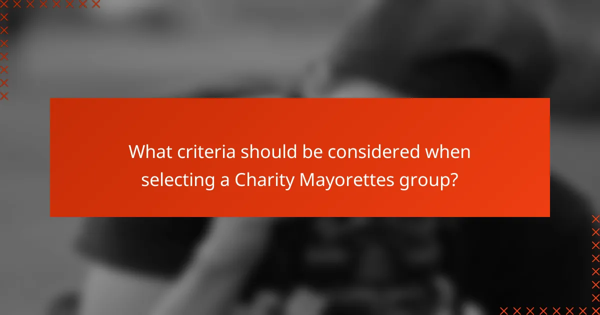 What criteria should be considered when selecting a Charity Mayorettes group?